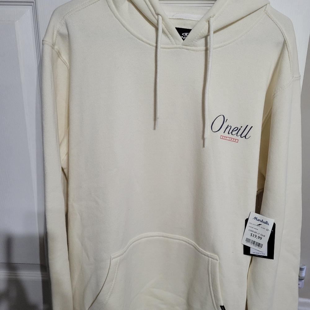 O'Neill pullover hoodie, cream-egg color, medium.
